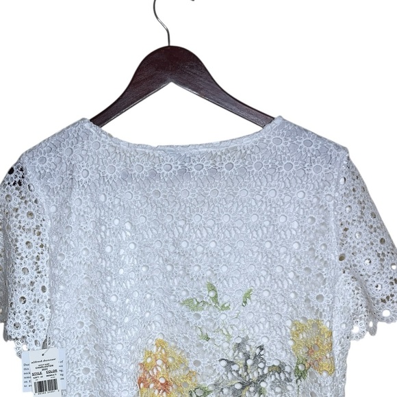 Alfred Dunner Charleston Short Sleeve Floral Lace Necklace Top Sze PM NWT - Picture 8 of 14